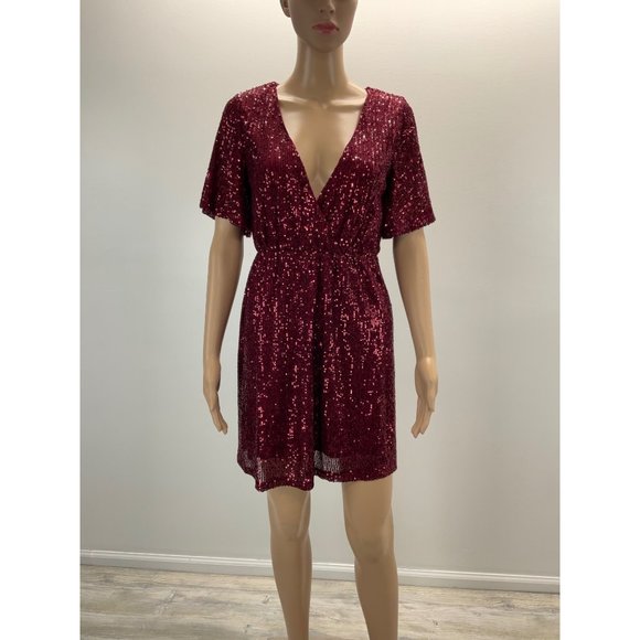 ALTARD’S STATE RED SEQUIN MINI DRESS - Picture 1 of 6